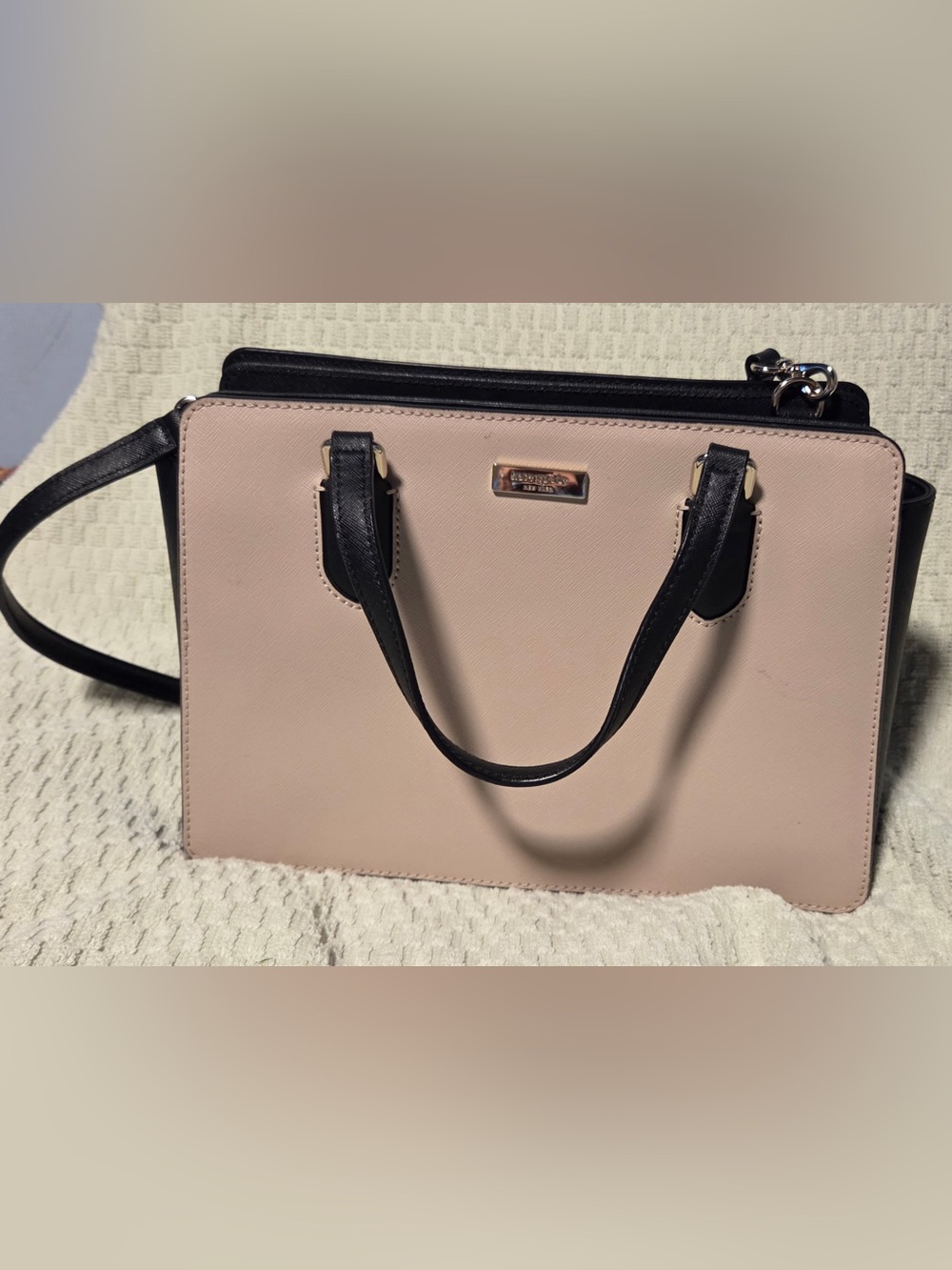 kate spade Blush Pink and Black Saffiano Tote
